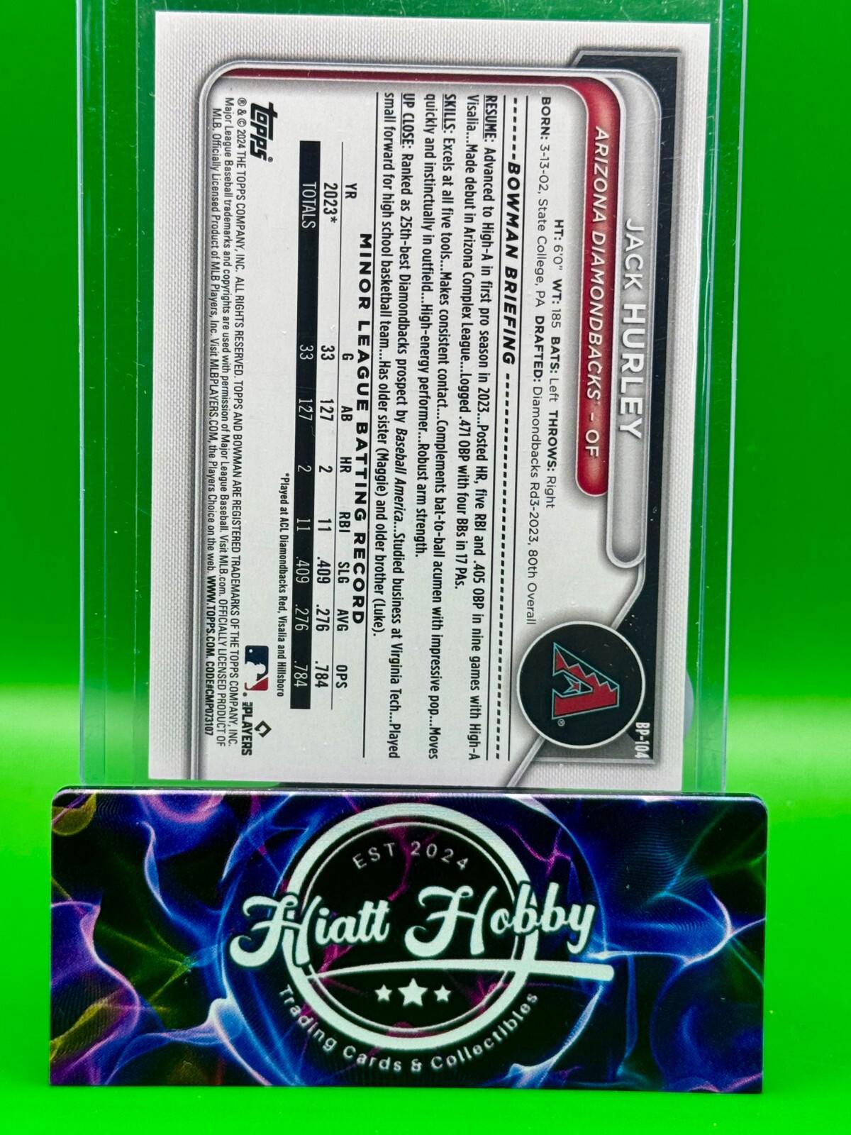 2024 Bowman Baseball - Jack Hurley #BP-104 - Pink Parallel /175 (RC)