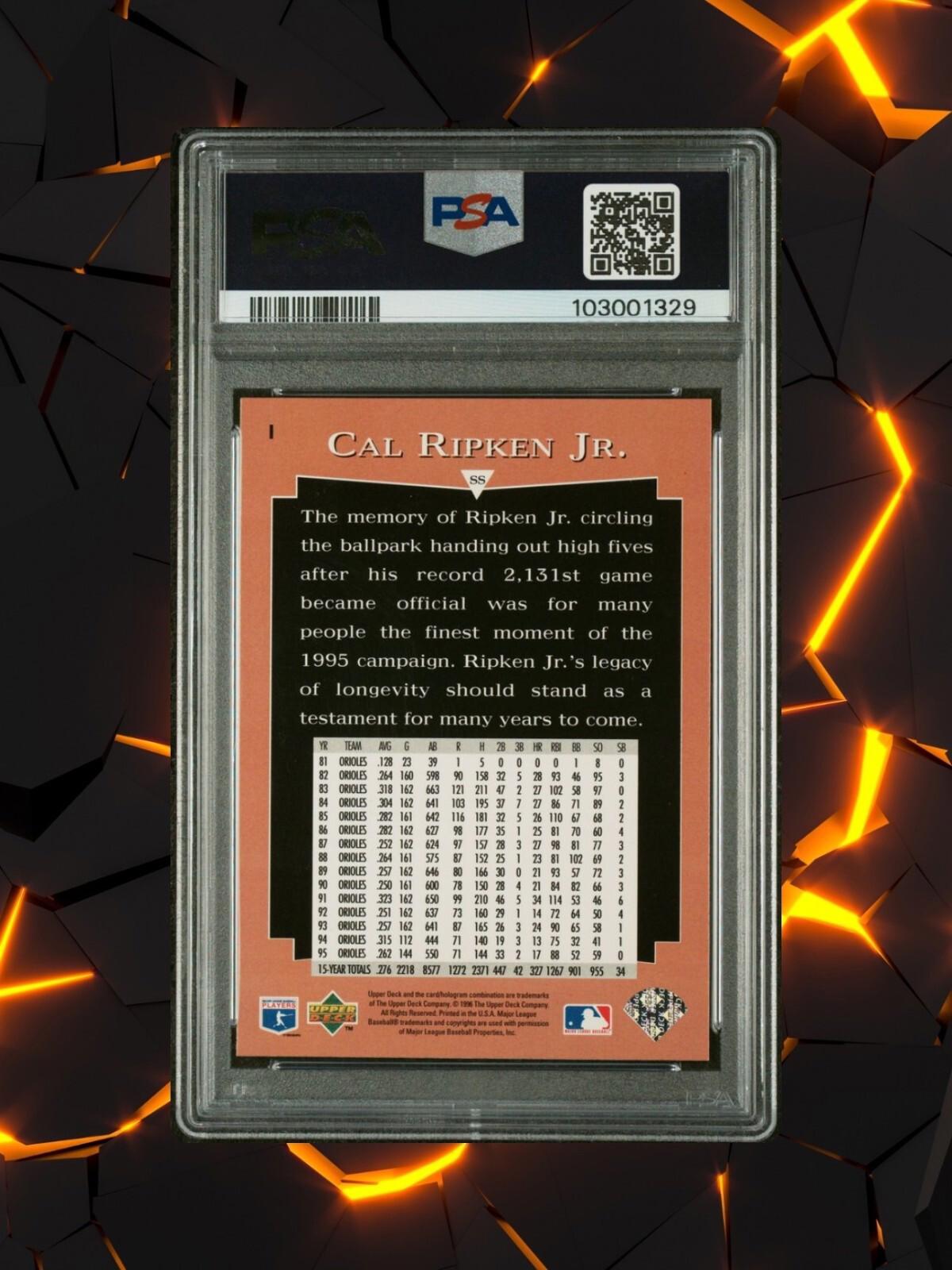 1996 Upper Deck Baseball - Cal Ripken Jr #1 - Cal Ripken Collection - PSA 8