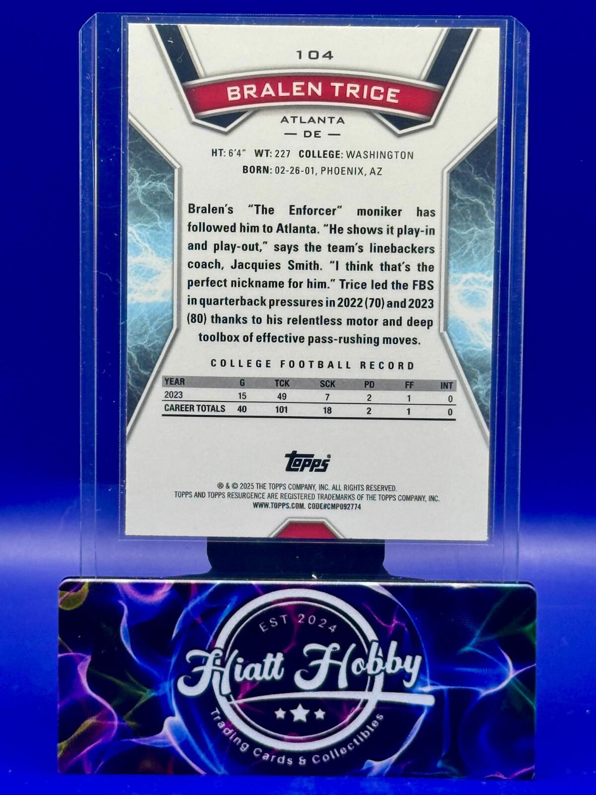 2024 Topps Resurgence - Bralen Trice #104 - Blue & Orange Spark (RC)