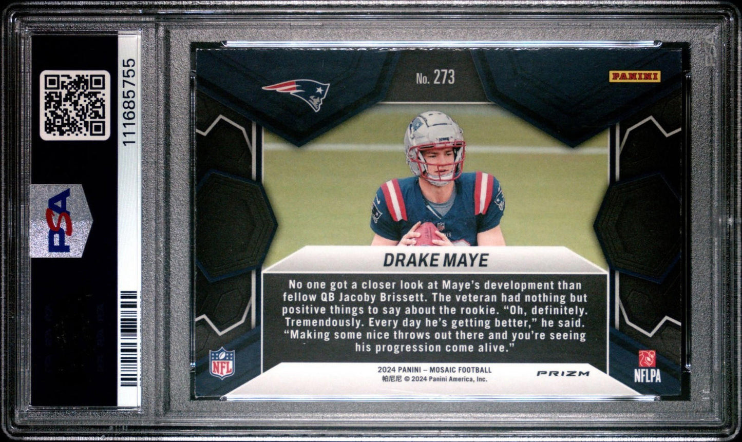 2024 Panini Mosaic - Drake Maye #273 - Reactive Blue Mosaic (RC) - PSA 8