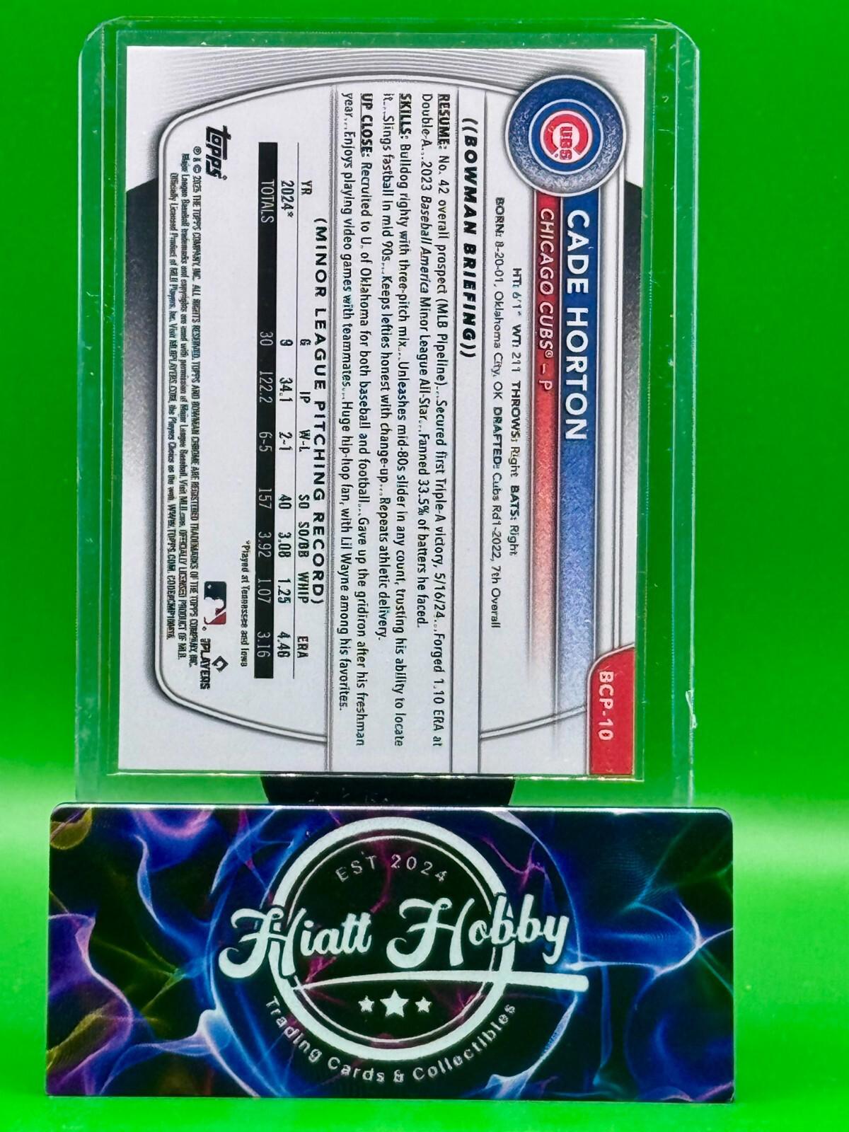 2025 Bowman Chrome - Cade Horton #BCP-10 - Aqua X-Fractor 8/125