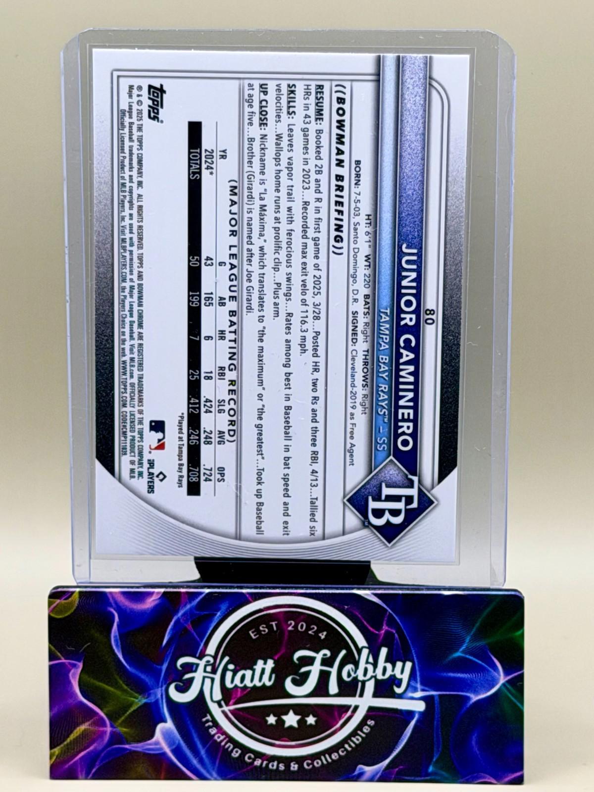 2025 Bowman Chrome - Junior Caminero #80 - Fuchsia Mojo /199