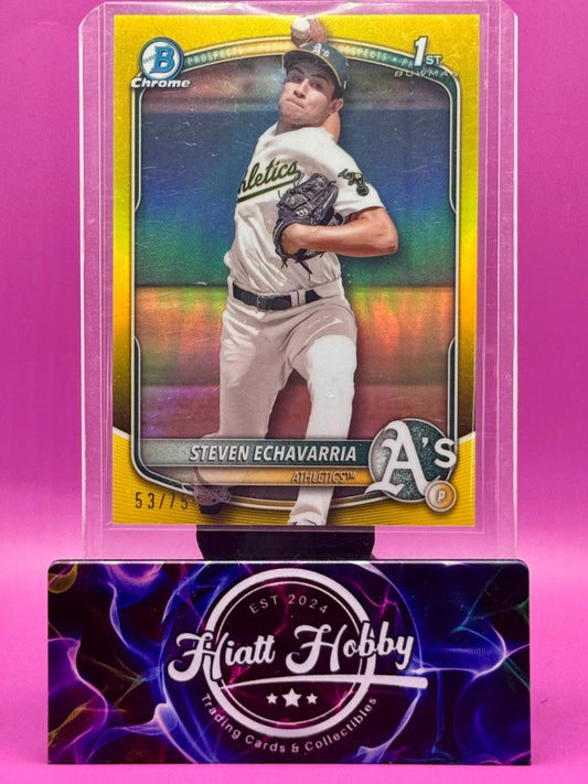 2025 Bowman Chrome - Steven Echavarria #BCP-73 Yellow Refractor /75 (RC)