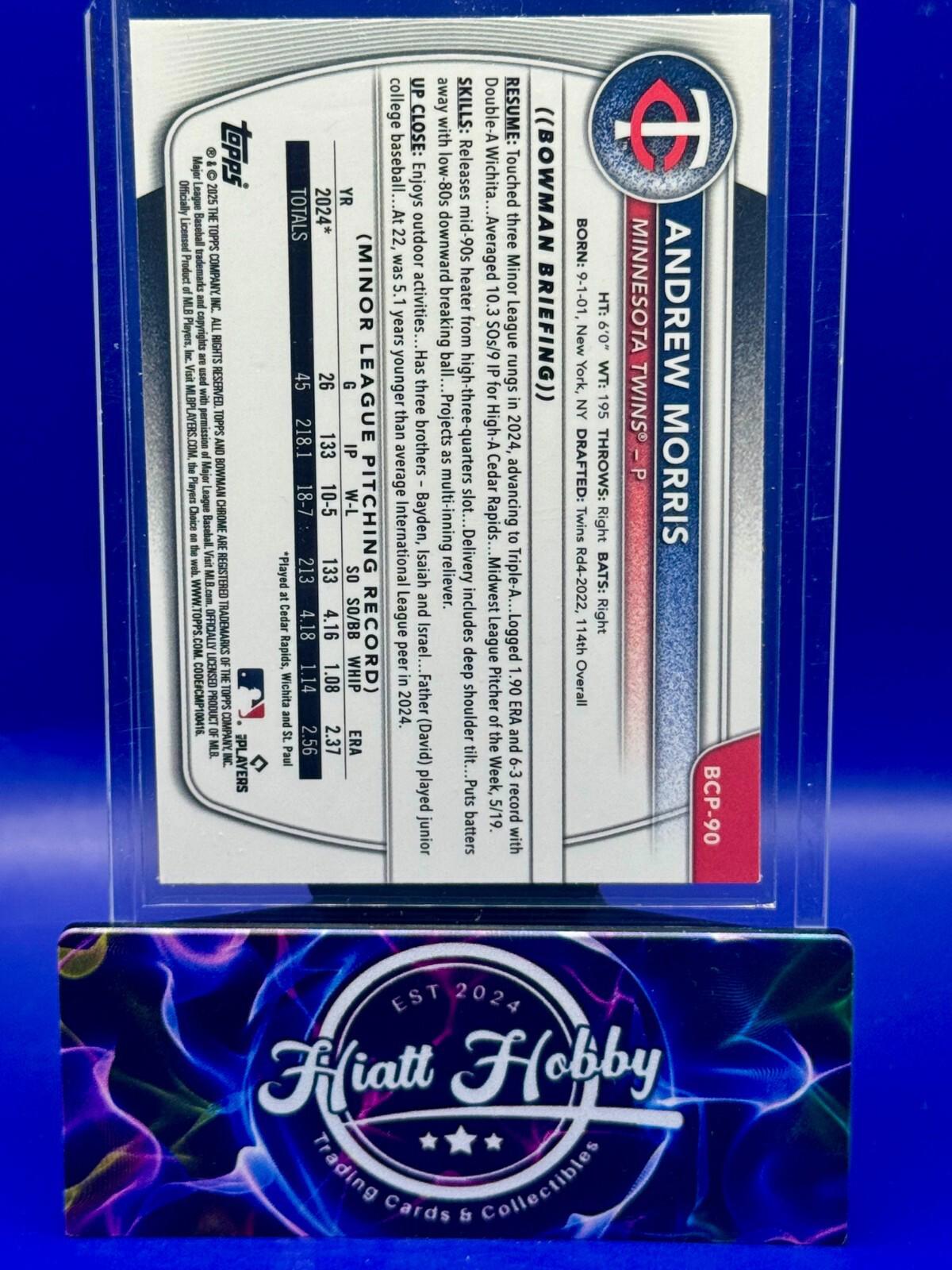 2025 Bowman - Chrome Prospects Andrew Morris #BCP-90 Reptilian Refractor (RC)