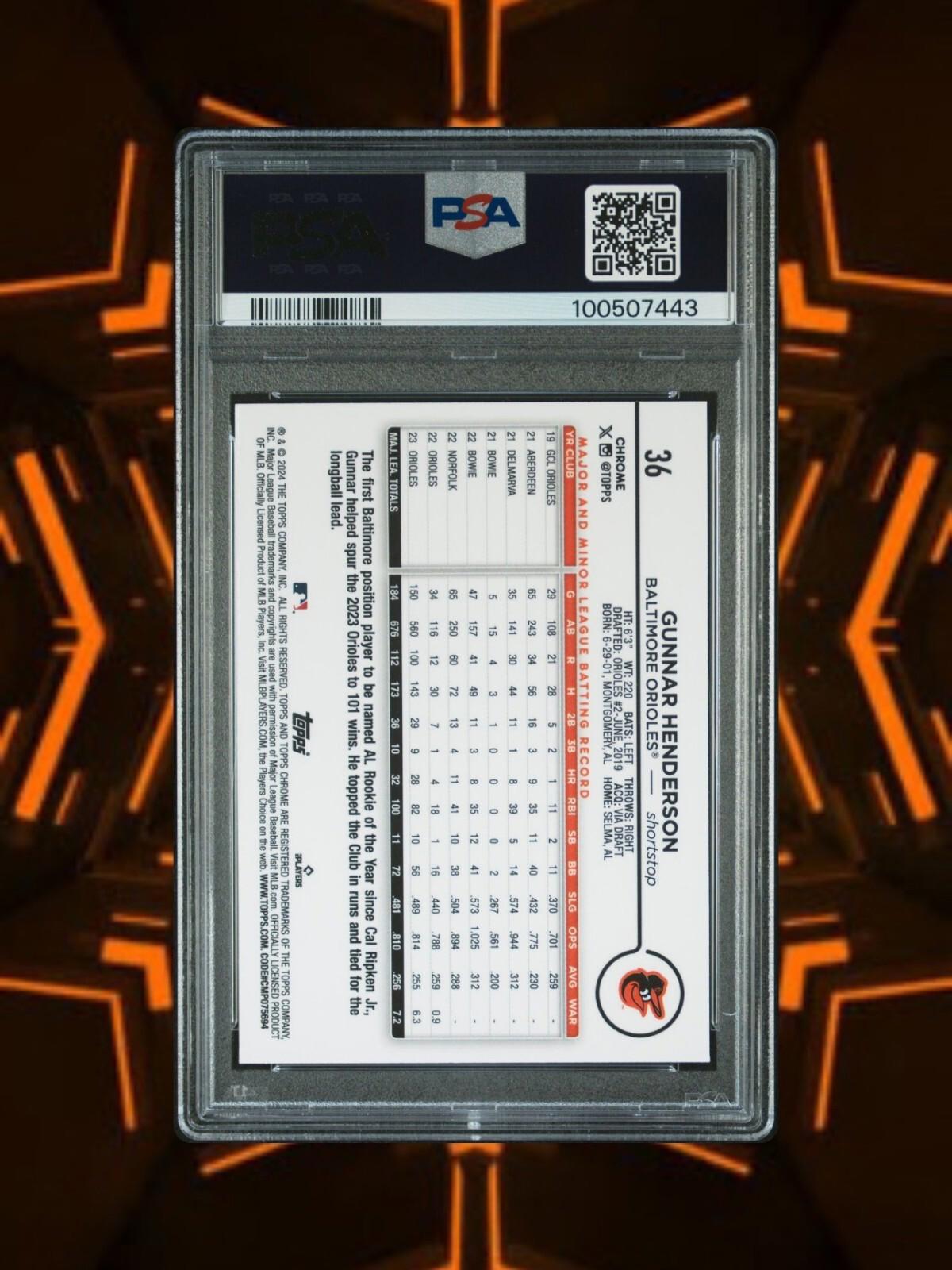 2024 Topps Chrome - Gunnar Henderson #36 X-Fractor - PSA 9