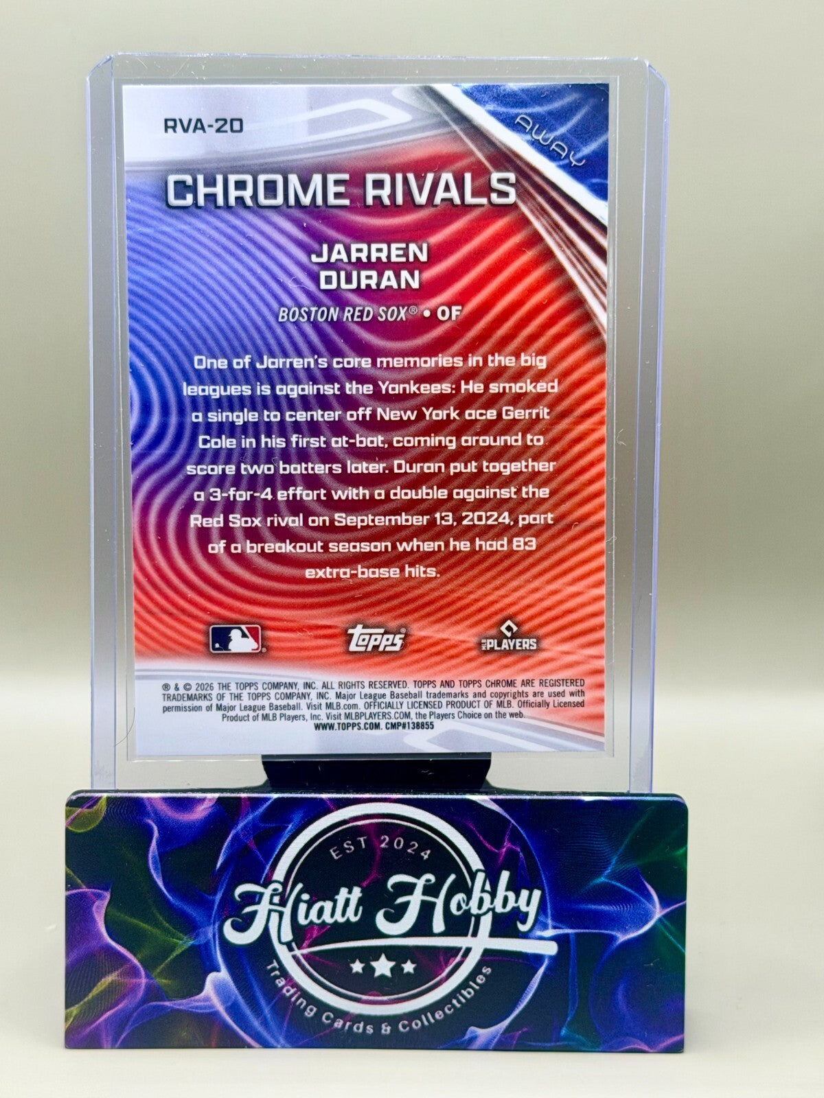 2026 Topps Chrome - #RVA-20 Jarren Duran - Chrome Rivals - Away
