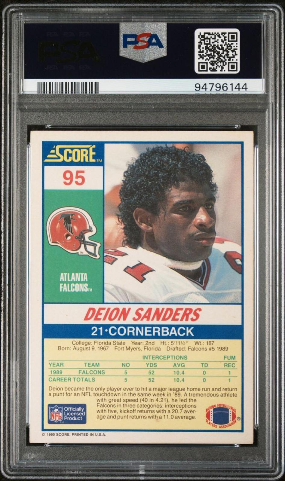 1990 Score - #95 Deion Sanders PSA 5