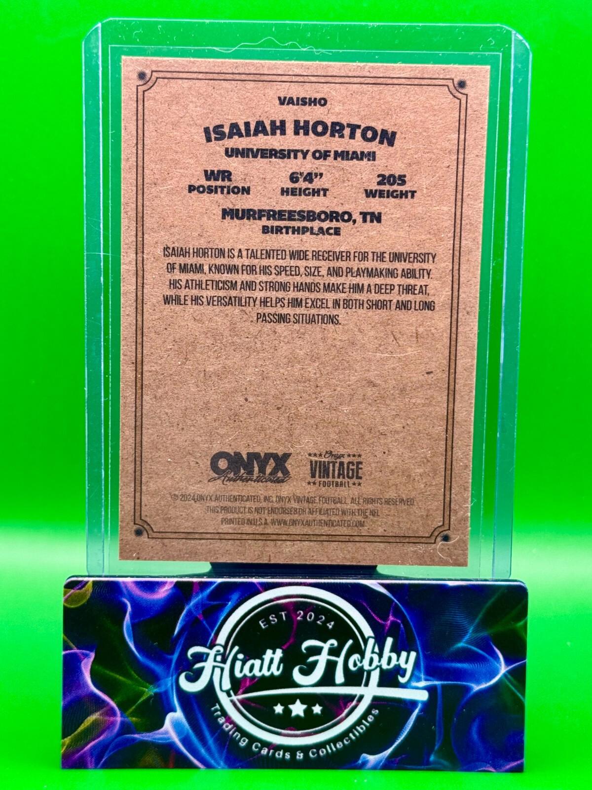2024 Onyx Vintage Football - Isaiah Horton #VAISHO - Auto (AU,RC)