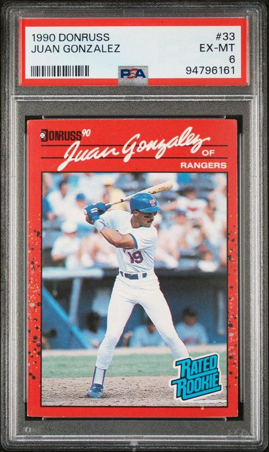 1990 Donruss - Rated Rookie #33 Juan González (RC) PSA 6