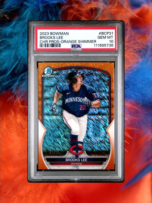 2023 Bowman - Brooks Lee #BCP-31 - Orange Shimmer /25 (RC) - PSA 10