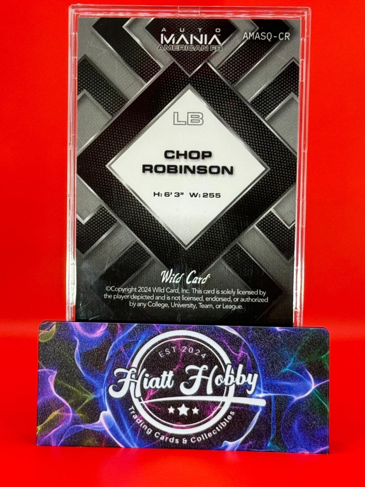 2024 Wild Card Auto Mania - Chop Robinson #AMASQ-CR - Vintage Flag Rainbow /10
