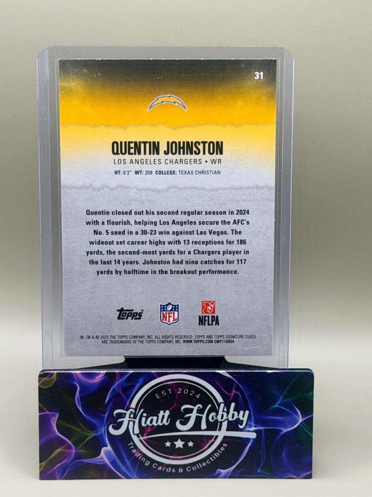 2025 Topps Signature Series Football - #31 Quentin Johnston - Blue & Yellow