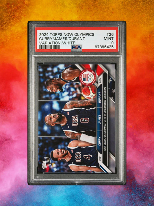 2024 Topps Now Olympics - Curry/James/Durant - White Logo SP PSA 9