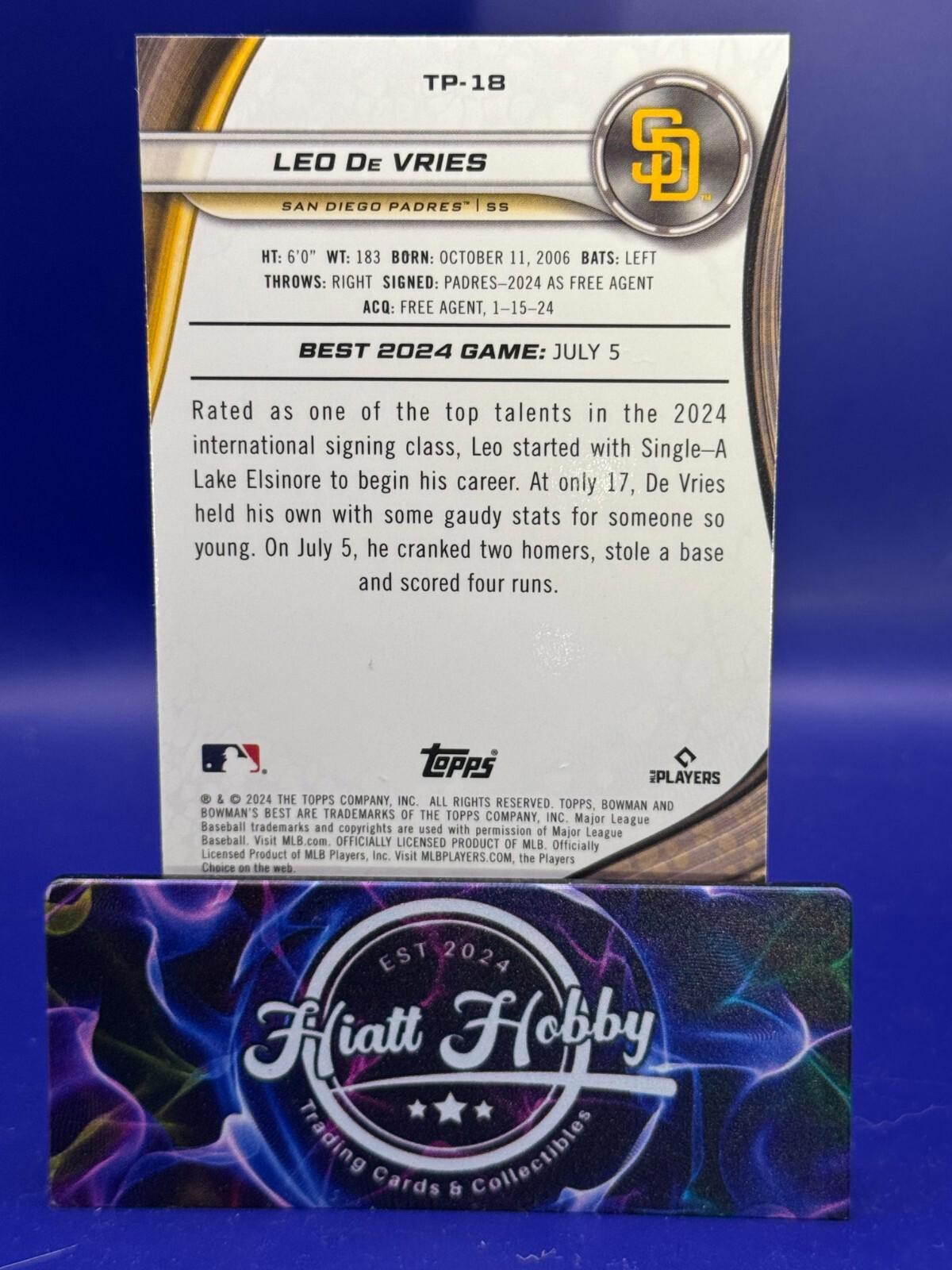 2024 Bowman's Best Baseball - Leo De Vries #TP-18 - Blue Refractor /150
