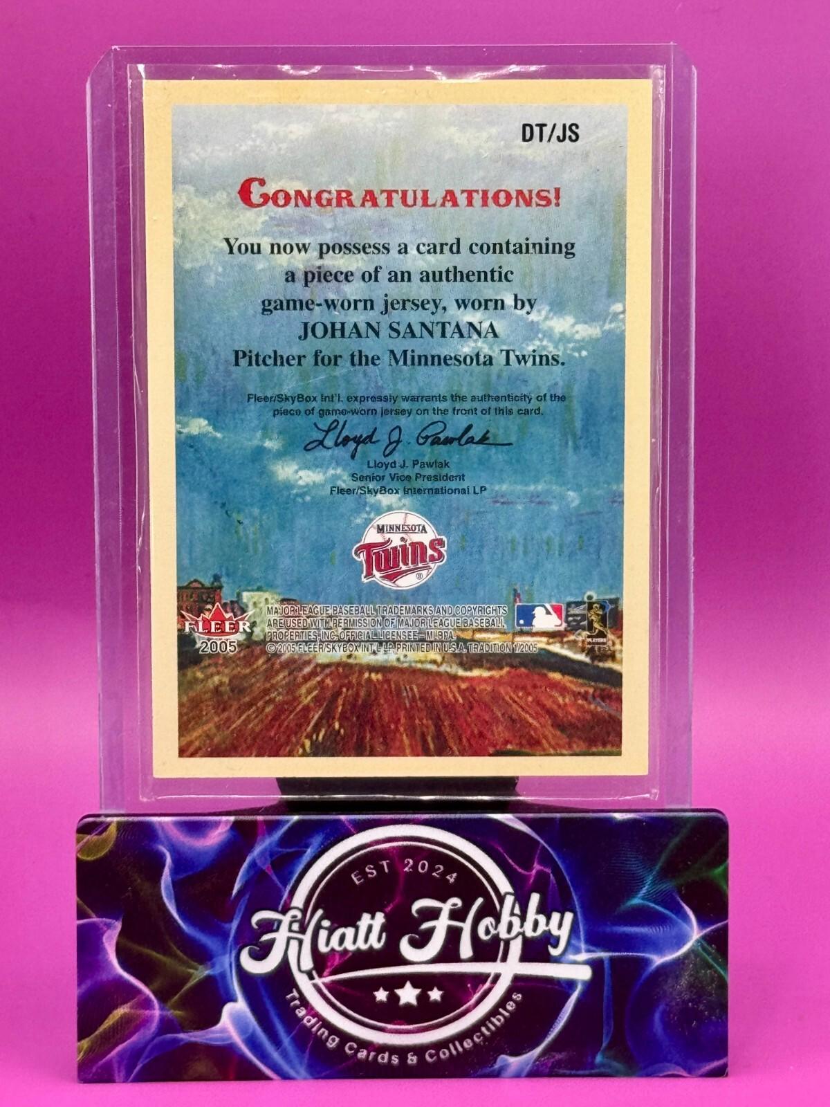 2005 Fleer Tradition - Diamond Tributes Johan Santana #DTJS Materials Game Used