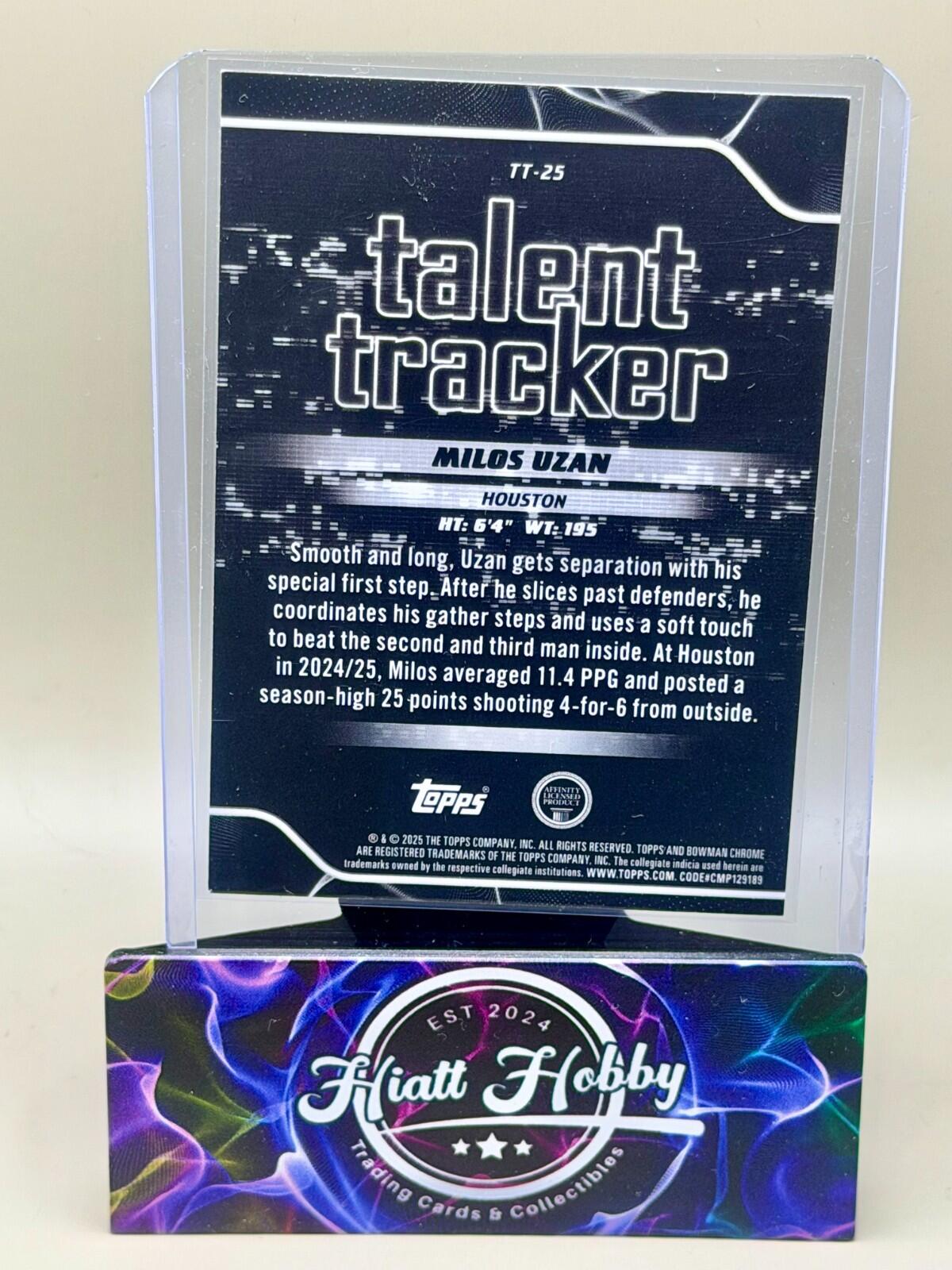 2025-26 Bowman Chrome Basketball - #TT-25 Milos Uzan - Talent Tracker