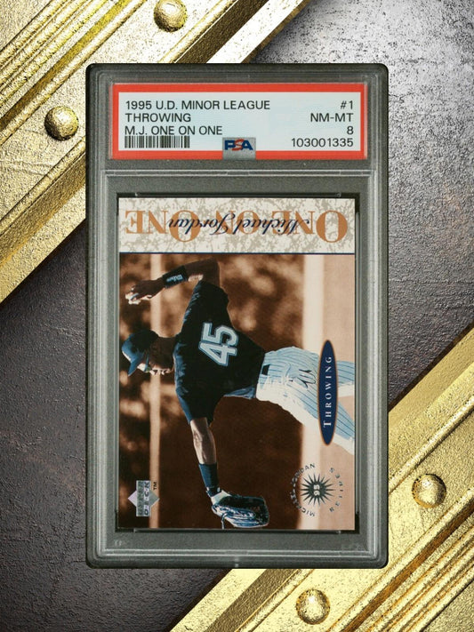 1995 UD Minor League - Michael Jordan #1 - MJ One on ONE - Throwing - PSA 8