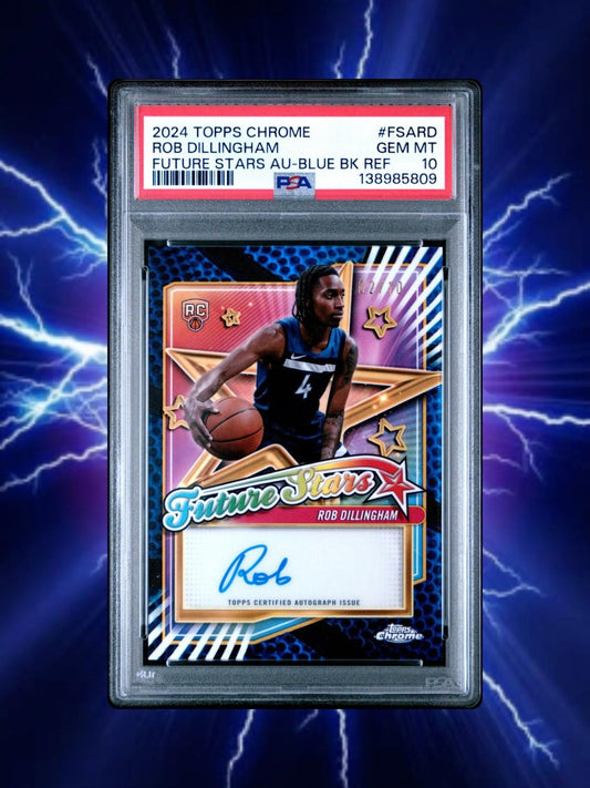 2024 Topps Chrome Rob Dillingham #FSA-RD Future Stars Auto Blue Ball /10 PSA 10