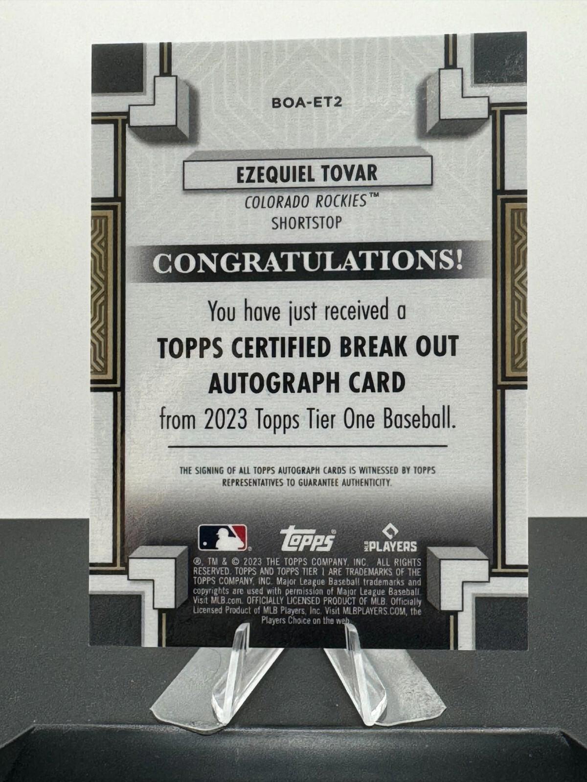 2023 Topps Tier One - Break Out Autographs #BOA-ET2 Ezequiel Tovar /299 (AU, RC)