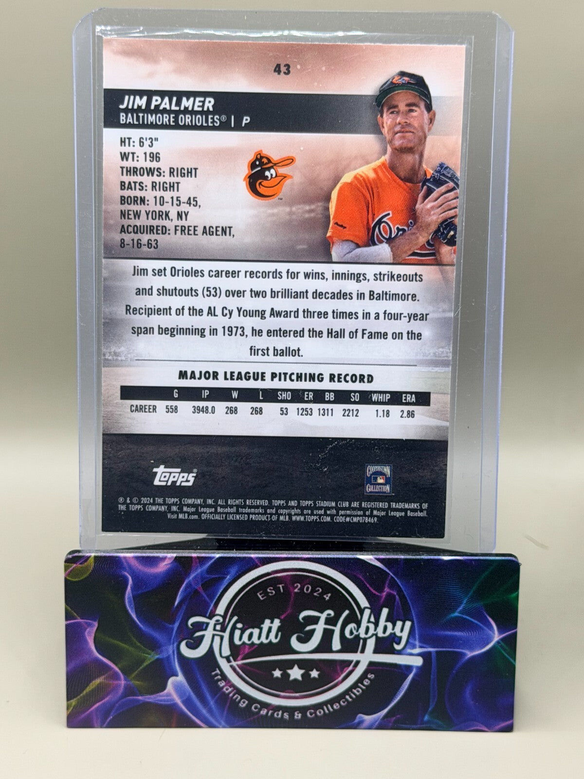 2024 Topps Stadium Club - #43 Jim Palmer - Green Chrome Refractor