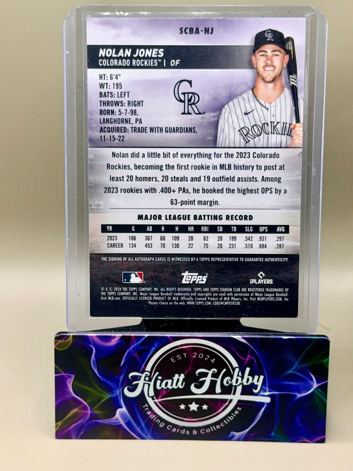 2024 Topps Stadium Club - #SCBA-NJ Nolan Jones Auto (AU)