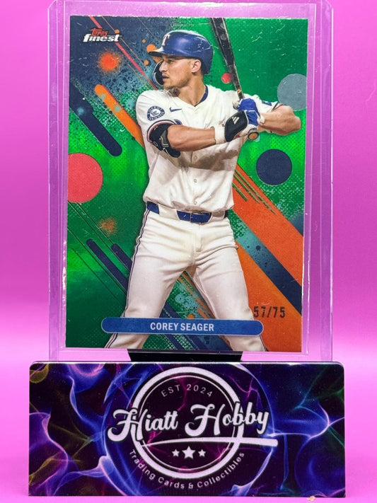2025 Topps Finest - Corey Seager #21 - Common - Green Refractor /75
