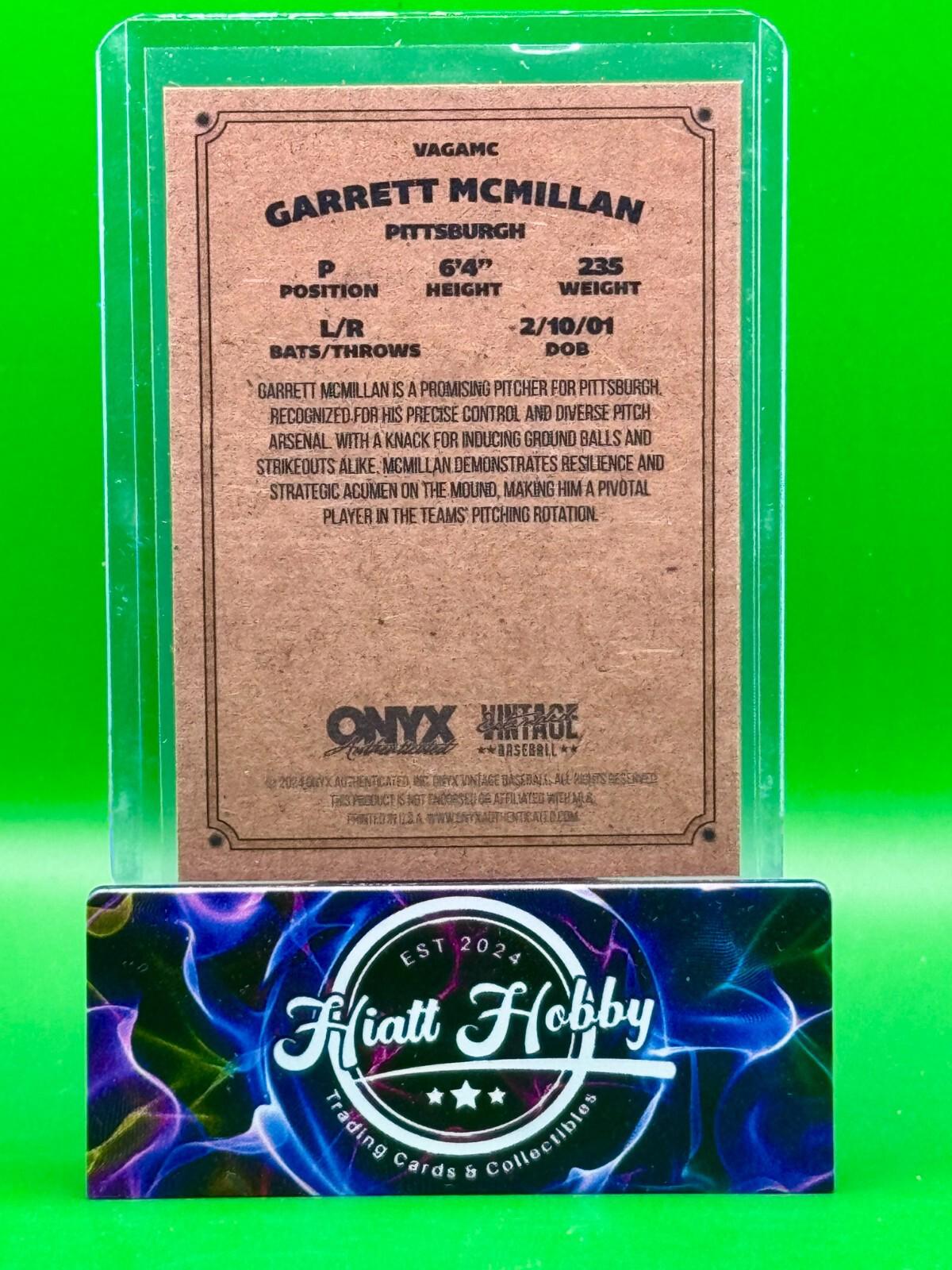 2024 Onyx Vintage Baseball - Garrett McMillan #VAGAMC - Auto