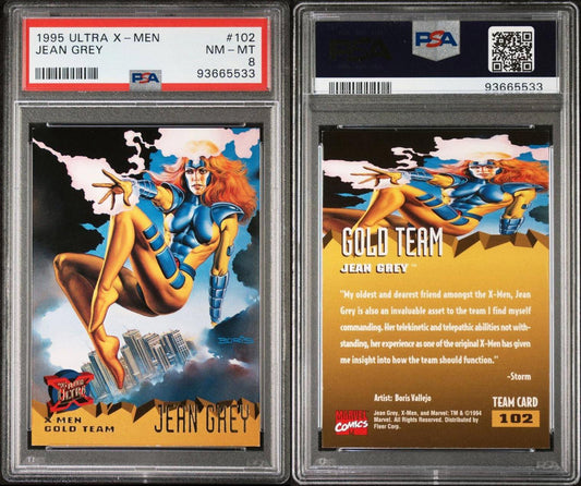 1995 Fleer Ultra X-Men Gold Team Jean Grey Card #102 Boris Vallejo PSA NM 8
