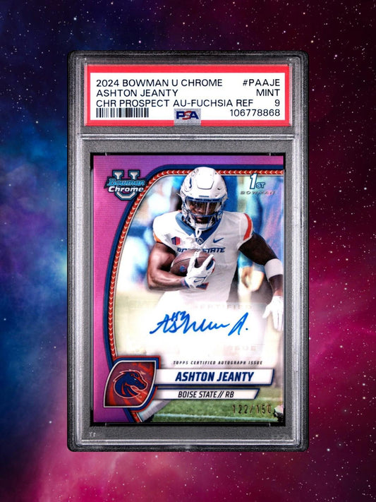 2024 BOWMAN U CHROME #PAAJE ASHTON JEANTY AUTO FUCHSIA REFRACTOR /150 PSA 9