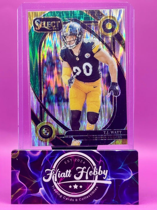 2024 Panini Select - TJ Watt #294 - Club Level - Black & Green Shock Prizm