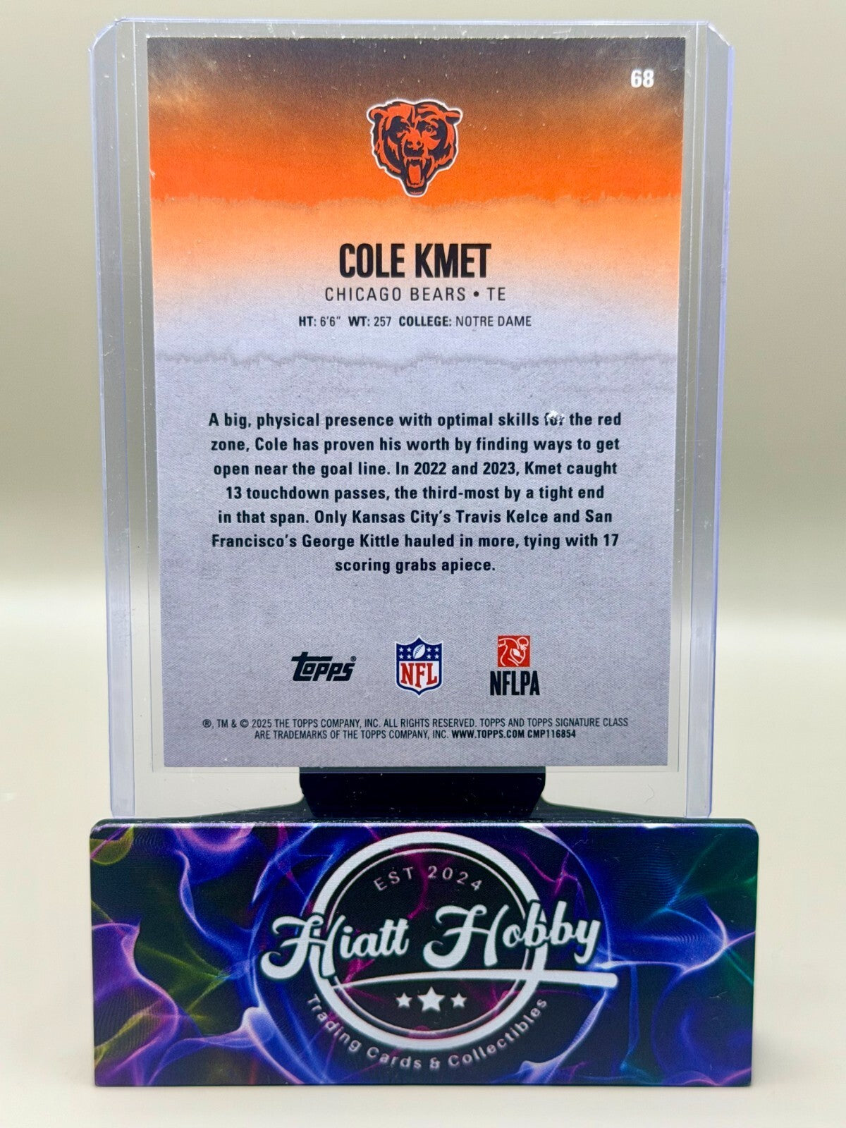 2025 Topps Signature Class Football - #68 Cole Kmet - Green Purple