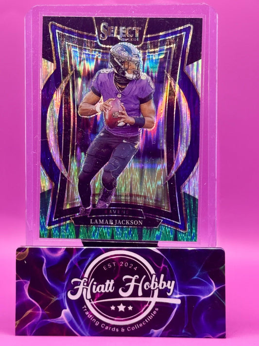 2024 Panini Select - Lamar Jackson #35 - Concourse - Black & Green Shock Prizm