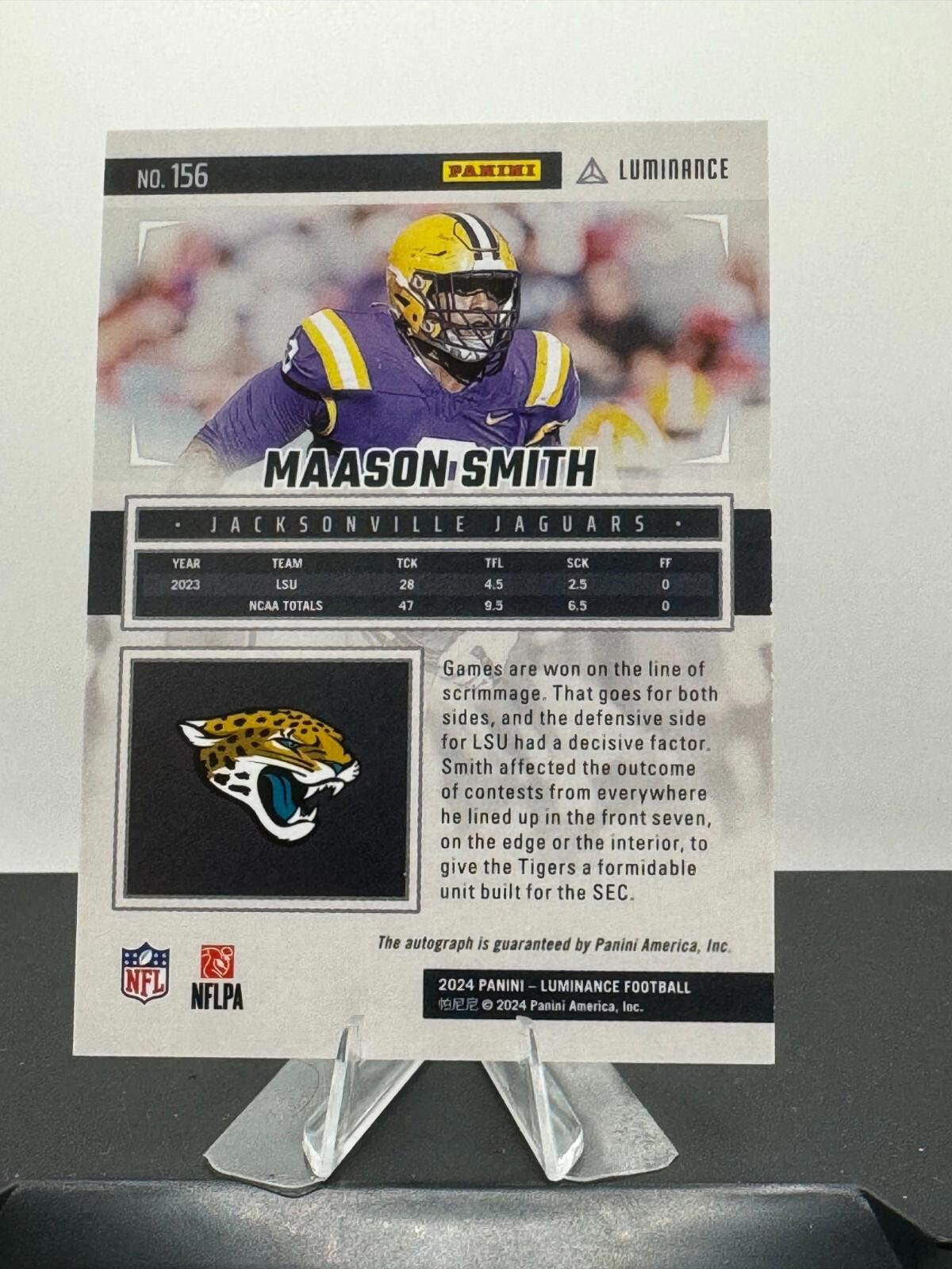 2024 Panini Luminance Maason Smith #156 - Gold Rookie Autos /100