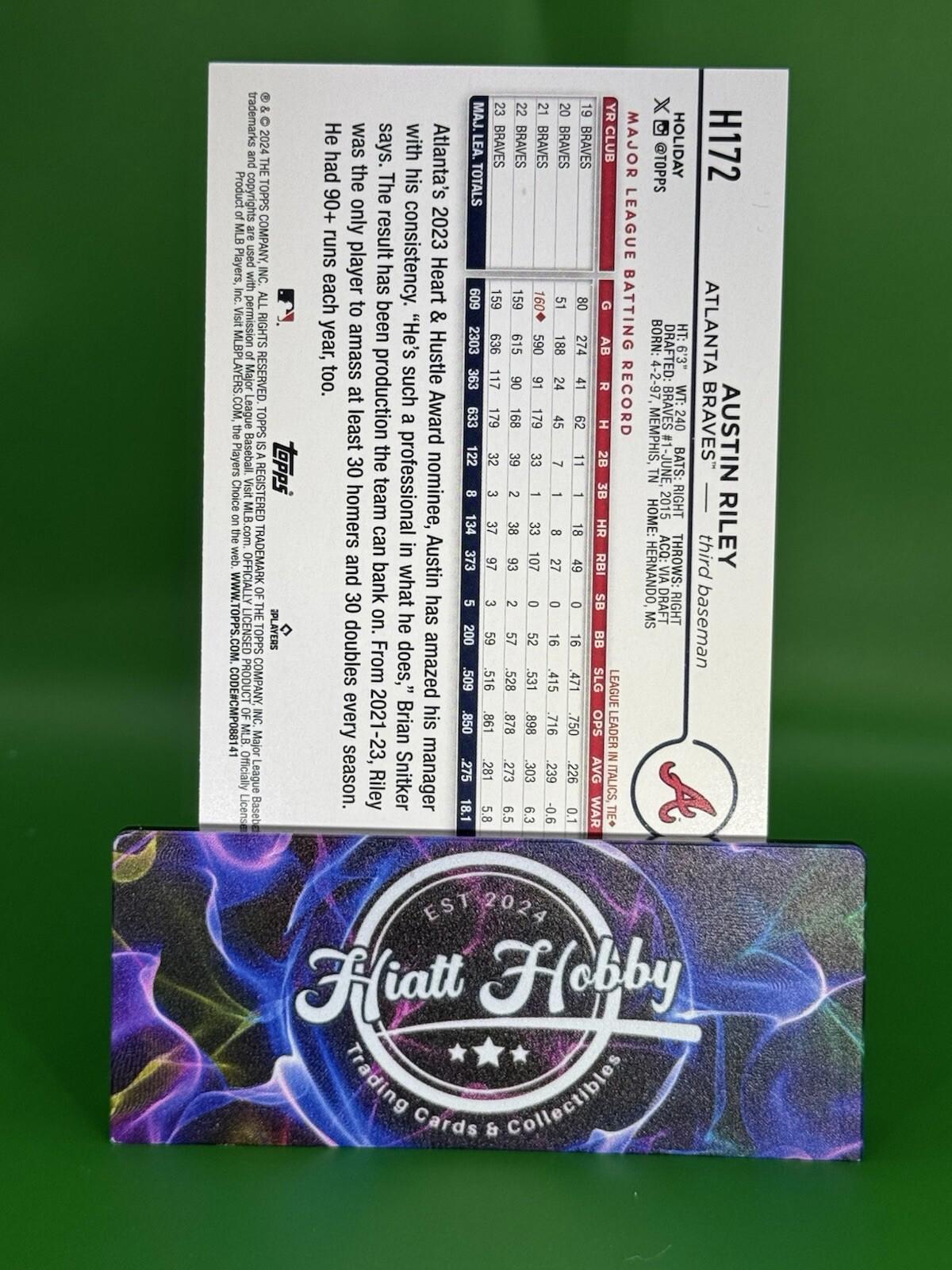2024 Topps Holiday austin Riley Blue Holo
