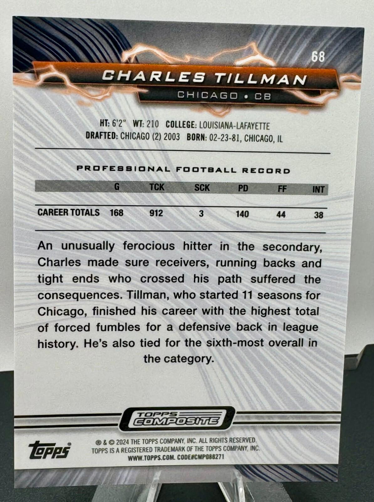 2023 Topps Composite Football - Surge Refractor /225 - Charles Tillman #68