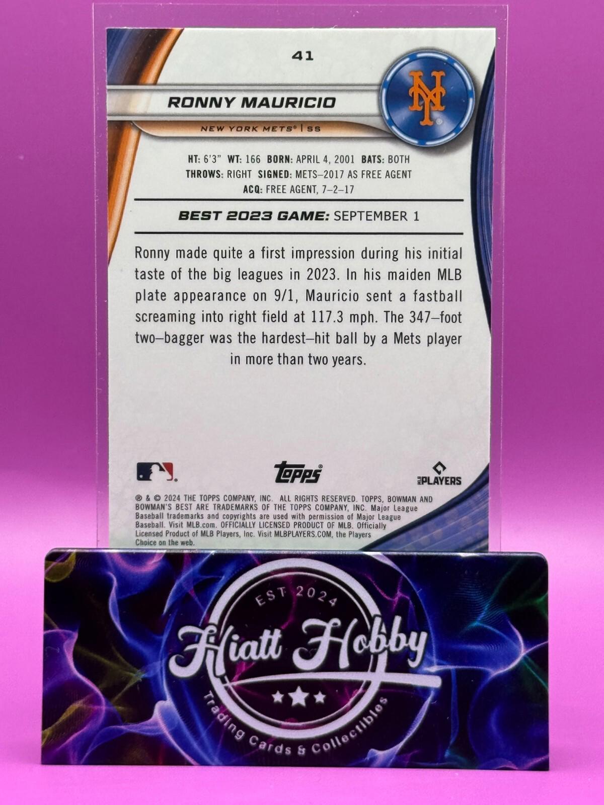 2024 Bowman's Best - Ronny Mauricio #41 - Gold Refractor /50 (RC)