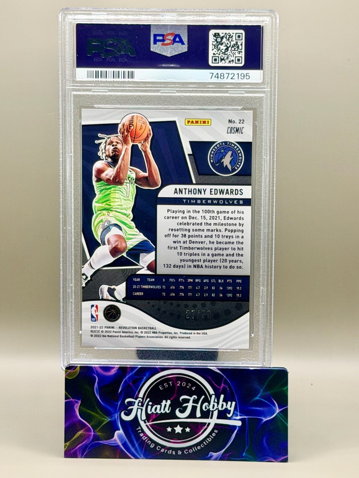 2021 Panini Revolution - #22 Anthony Edwards - Cosmic /99 - PSA 9