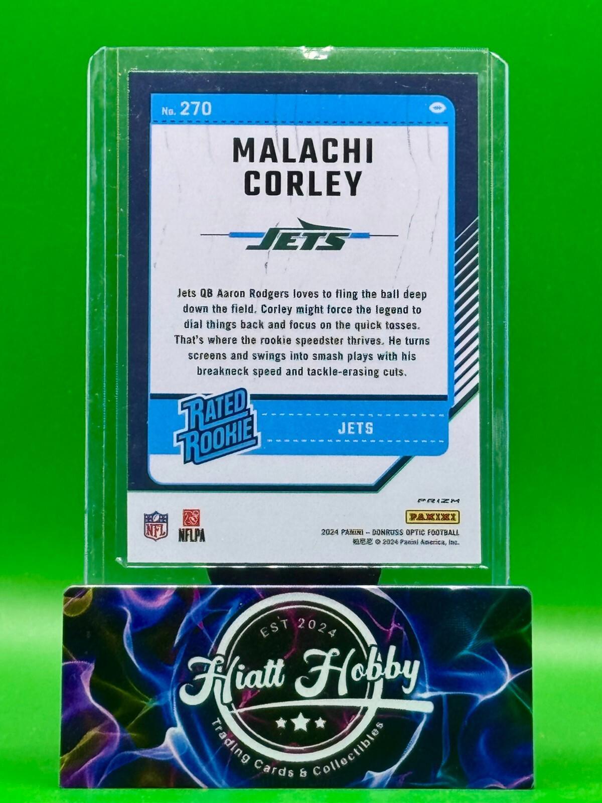 2024 Panini Donruss Optic - Malachi Corley #270 Green Hyper Prizm (RC)