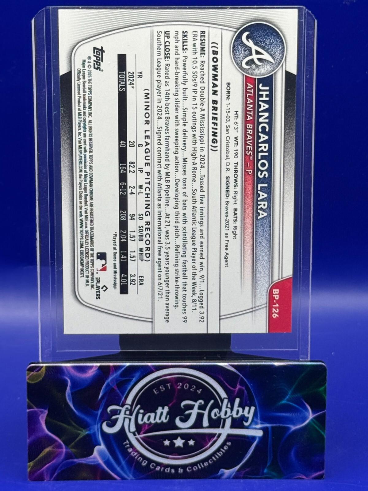 2025 Bowman - Jhancarlos Lara #BP-126 - Purple Border /250 (RC)