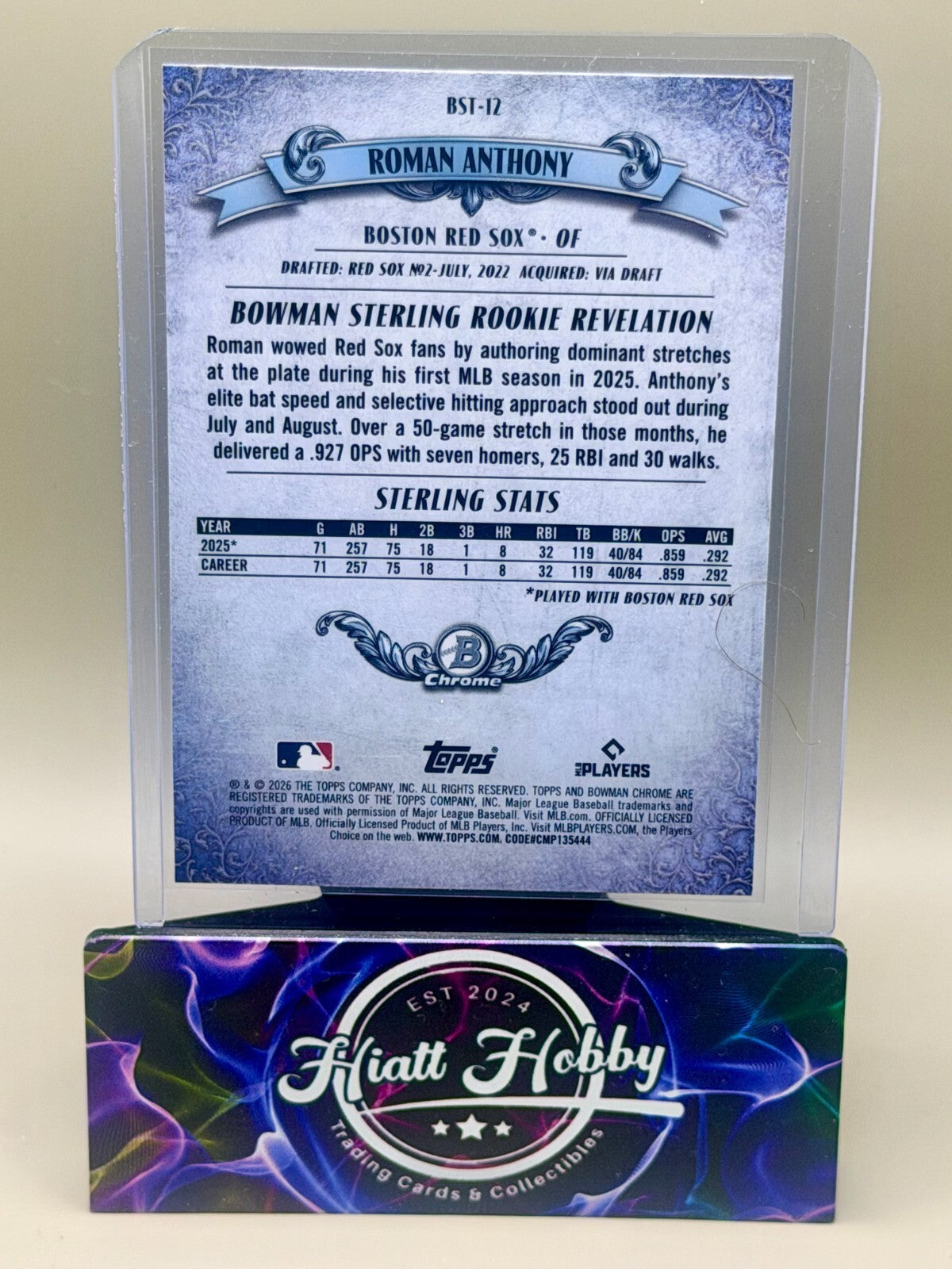 2026 Bowman Chrome - #BST-12 Roman Anthony - Bowman Sterling Refractor (RC)