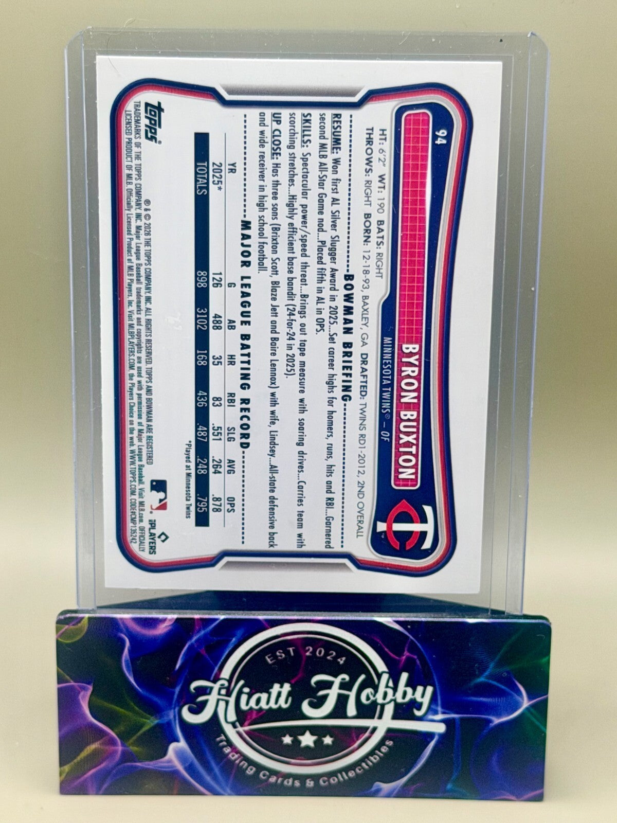 2026 Bowman Baseball - #94 Byron Buxton - Sky Blue /499