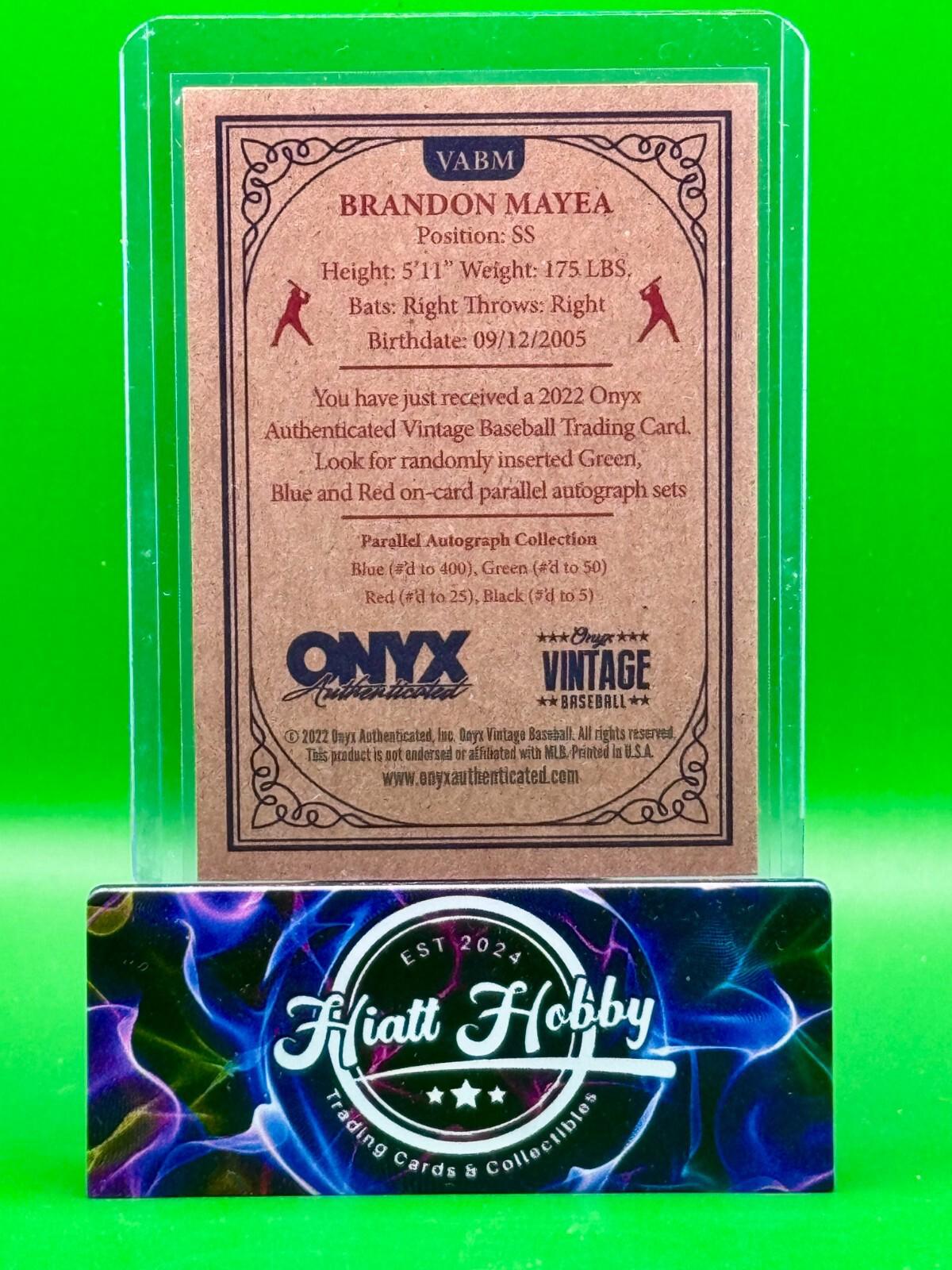 2022 Onyx Vintage Baseball Extended - Brandon Mayea #VABM - Auto - Blue /400