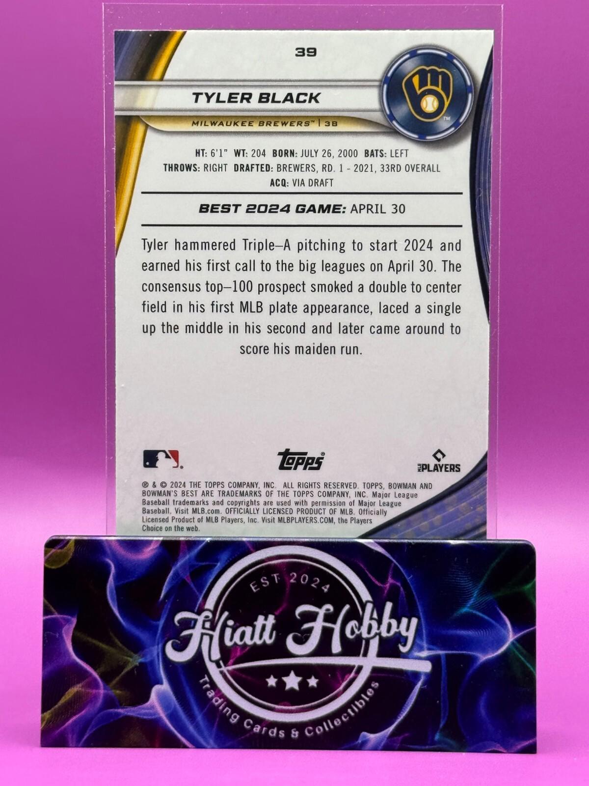2024 Bowman's Best - Tyler Black #39 - Yellow Lazer Refractor /75 (RC)