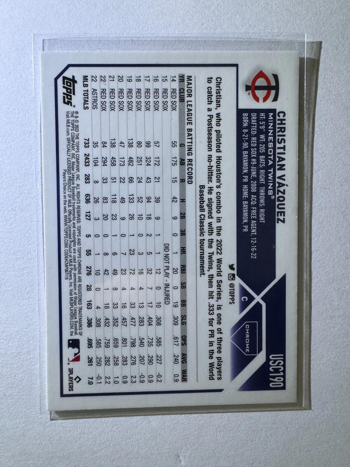 2023 Topps Chrome Update Christian Vazquez #USC190
