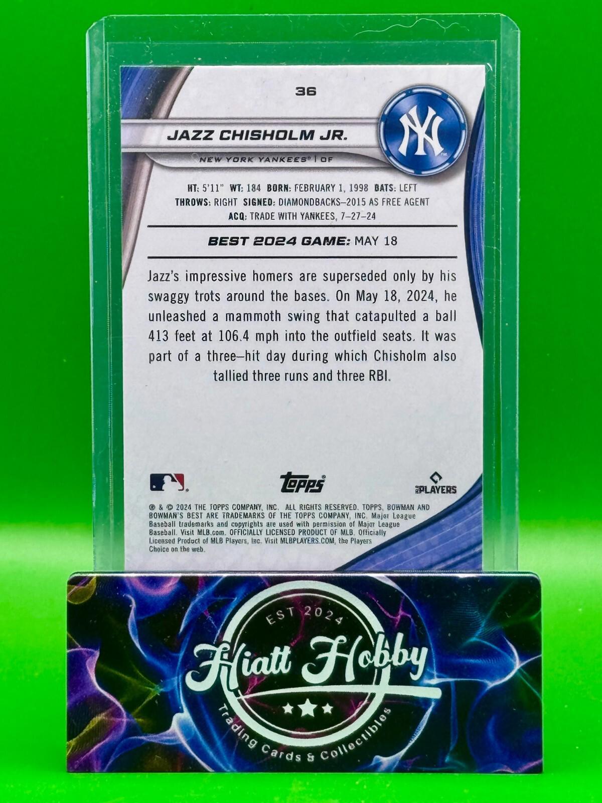 2024 Bowman's Best - Jazz chisholm Jr #36 - Purple Mojo Refractor /250