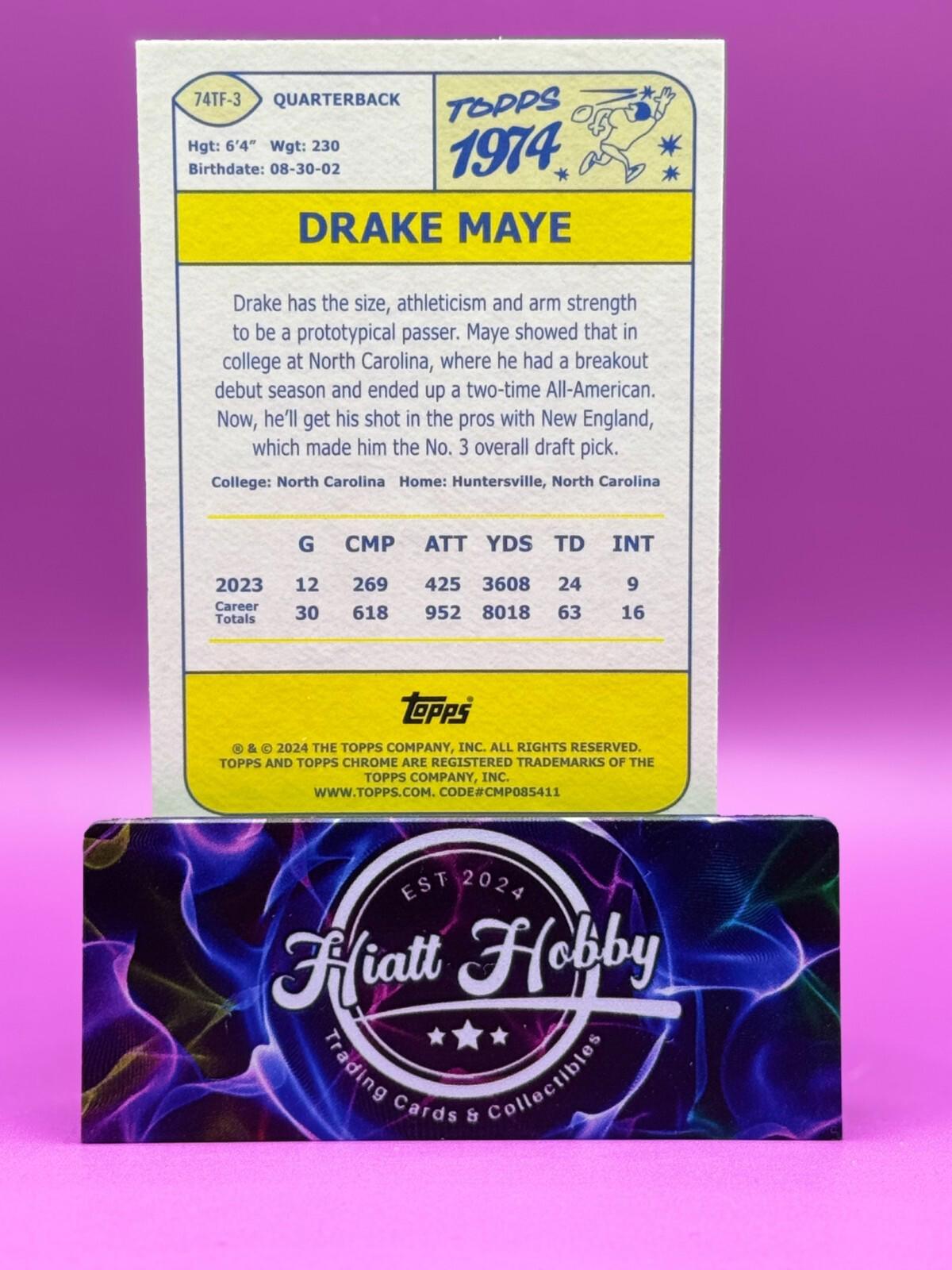 2024 Topps Chrome Football - Drake Maye #74TF-15 - 1974 Topps SP (RC)