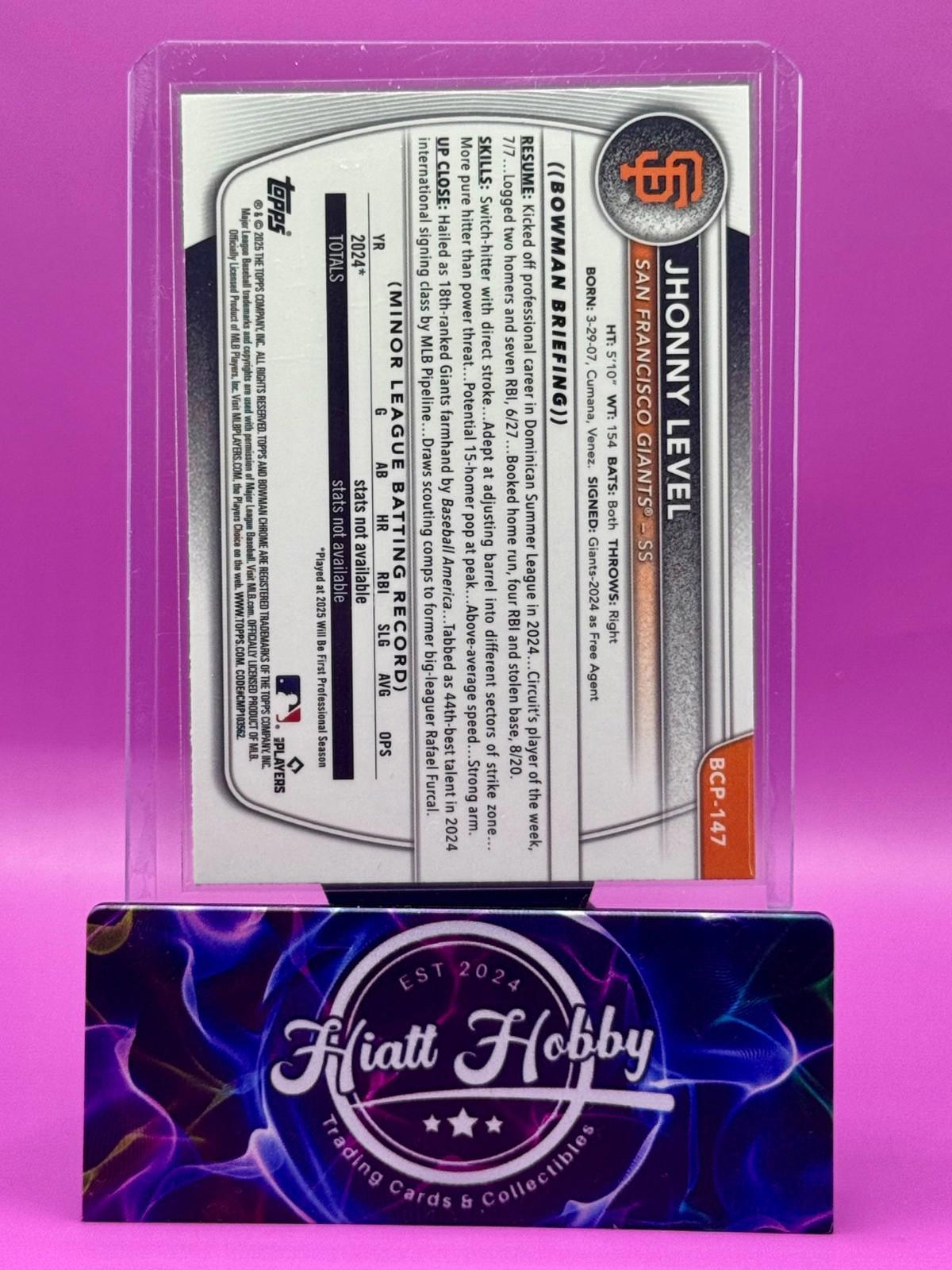 2025 Bowman Chrome - Jhonny Level #BCP-147 - Mojo Refractor