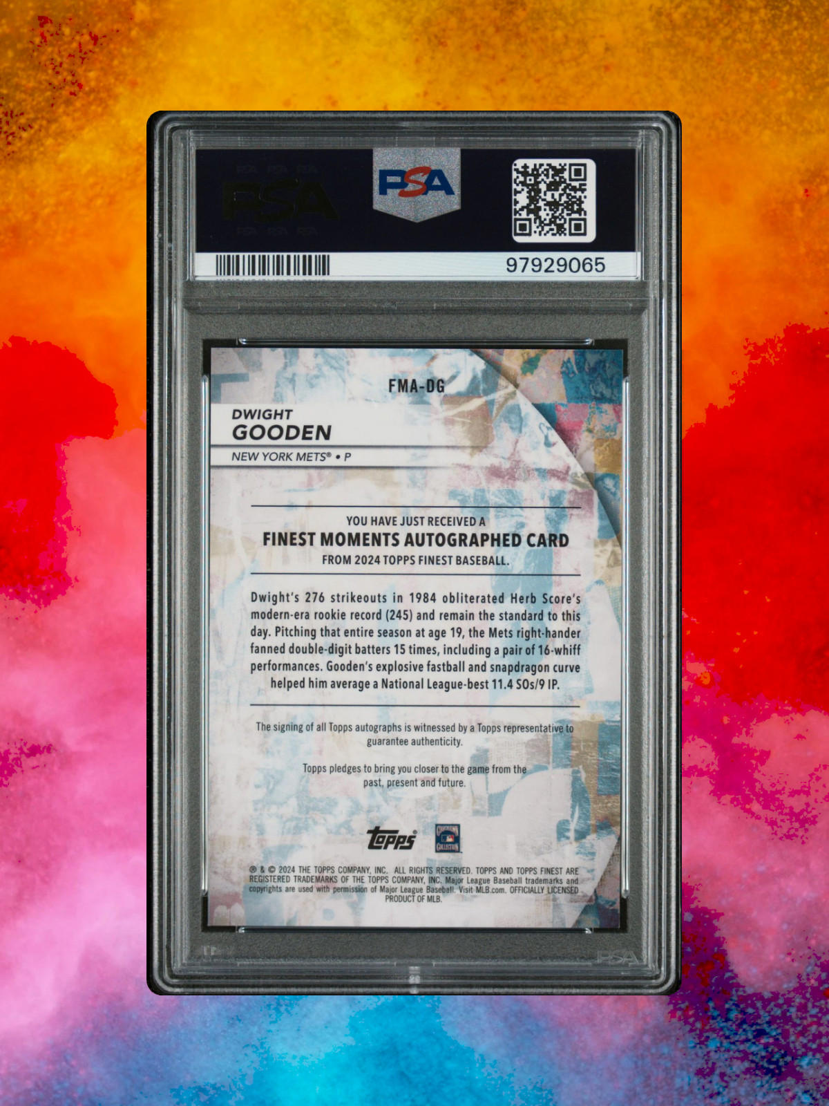 2024 Topps Finest - Finest Moments Autographs #FMA-DG Dwight Gooden - PSA 10