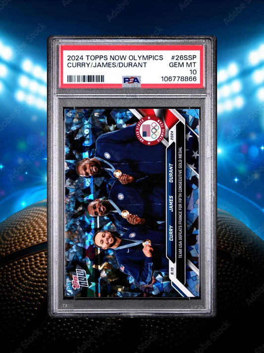 2024 Topps Now Curry / James / Durant Cracked Ice #26SSP PSA 10 GEM MINT