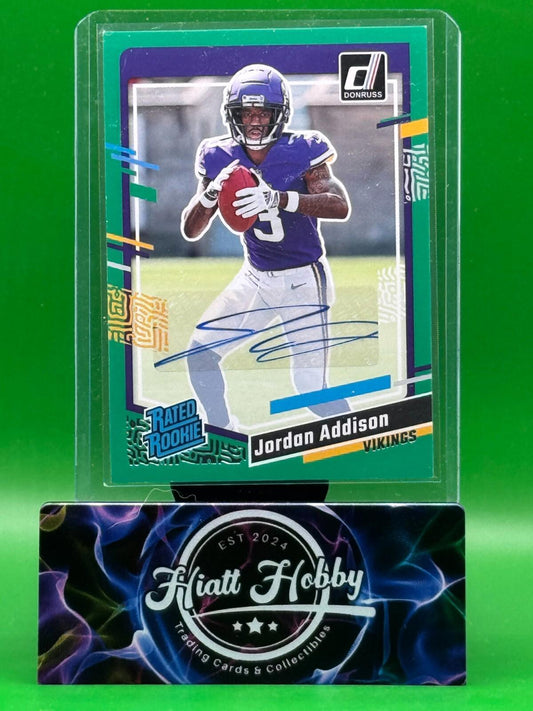 2023 Panini Donruss - Rated Rookie Jordan Addison #368 Green Autographs (AU, RC)